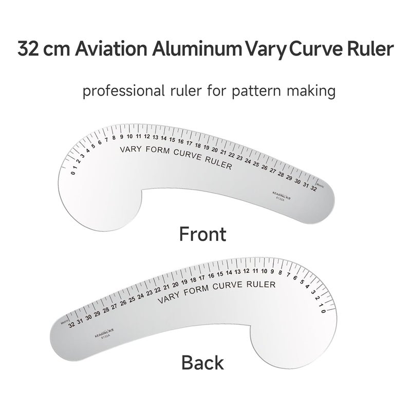 KEARING 32CM French Curve for Pattern Making, Vary Form Curve Ruler for Sewing, Aviation Aluminum Hip Curve Ruler for Measuring Sewing,Fashion Design,Quilting - Image 3